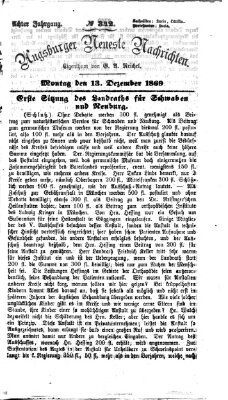 Augsburger neueste Nachrichten Montag 13. Dezember 1869