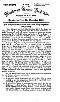 Augsburger neueste Nachrichten Donnerstag 30. Dezember 1869