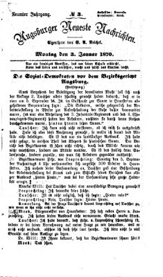 Augsburger neueste Nachrichten Montag 3. Januar 1870