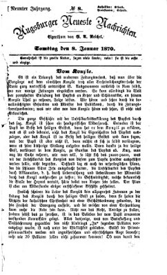 Augsburger neueste Nachrichten Samstag 8. Januar 1870