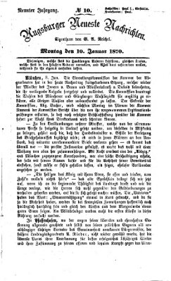 Augsburger neueste Nachrichten Montag 10. Januar 1870