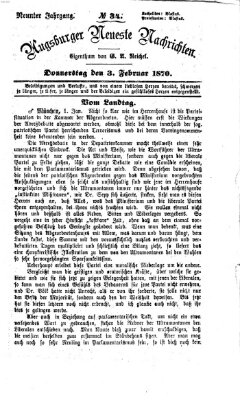 Augsburger neueste Nachrichten Donnerstag 3. Februar 1870