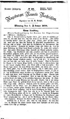 Augsburger neueste Nachrichten Montag 7. Februar 1870