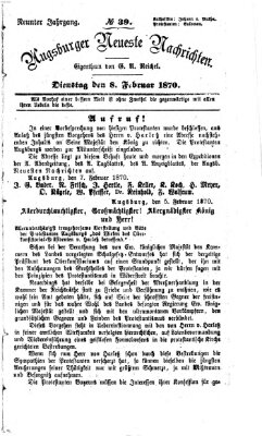 Augsburger neueste Nachrichten Dienstag 8. Februar 1870