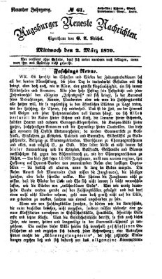 Augsburger neueste Nachrichten Mittwoch 2. März 1870