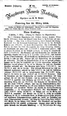 Augsburger neueste Nachrichten Samstag 12. März 1870