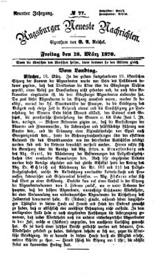 Augsburger neueste Nachrichten Freitag 18. März 1870