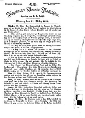 Augsburger neueste Nachrichten Montag 21. März 1870