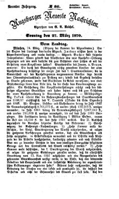 Augsburger neueste Nachrichten Sonntag 27. März 1870