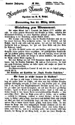 Augsburger neueste Nachrichten Donnerstag 31. März 1870