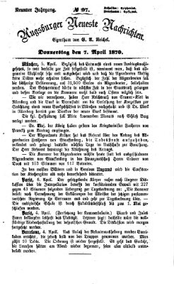 Augsburger neueste Nachrichten Donnerstag 7. April 1870