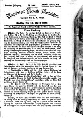 Augsburger neueste Nachrichten Freitag 15. April 1870