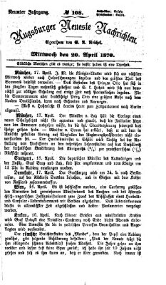 Augsburger neueste Nachrichten Mittwoch 20. April 1870