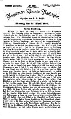 Augsburger neueste Nachrichten Montag 25. April 1870