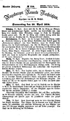 Augsburger neueste Nachrichten Donnerstag 28. April 1870