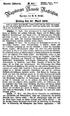 Augsburger neueste Nachrichten Freitag 29. April 1870