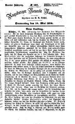 Augsburger neueste Nachrichten Donnerstag 19. Mai 1870