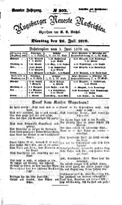 Augsburger neueste Nachrichten Dienstag 26. Juli 1870