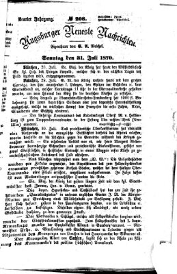 Augsburger neueste Nachrichten Sonntag 31. Juli 1870