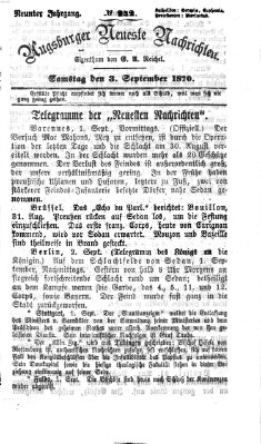 Augsburger neueste Nachrichten Samstag 3. September 1870