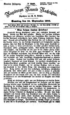 Augsburger neueste Nachrichten Samstag 10. September 1870