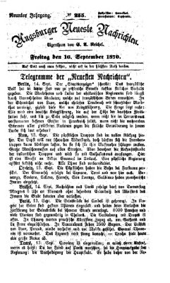 Augsburger neueste Nachrichten Freitag 16. September 1870