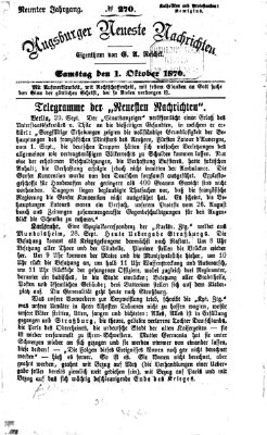 Augsburger neueste Nachrichten Samstag 1. Oktober 1870