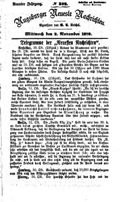 Augsburger neueste Nachrichten Mittwoch 2. November 1870