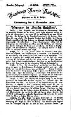 Augsburger neueste Nachrichten Donnerstag 3. November 1870