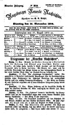 Augsburger neueste Nachrichten Dienstag 15. November 1870