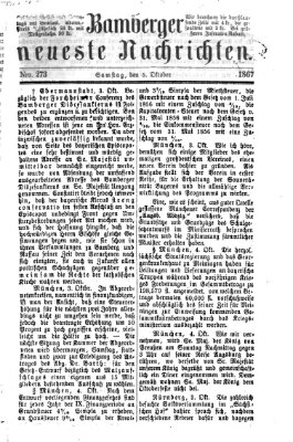 Bamberger neueste Nachrichten Samstag 5. Oktober 1867