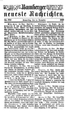 Bamberger neueste Nachrichten Donnerstag 14. November 1867