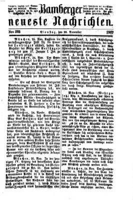 Bamberger neueste Nachrichten Dienstag 26. November 1867