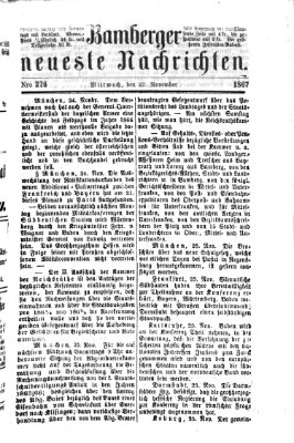 Bamberger neueste Nachrichten Mittwoch 27. November 1867