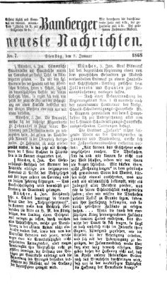 Bamberger neueste Nachrichten Dienstag 7. Januar 1868