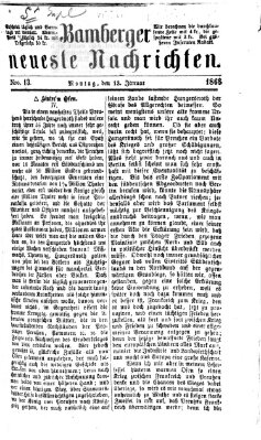 Bamberger neueste Nachrichten Montag 13. Januar 1868