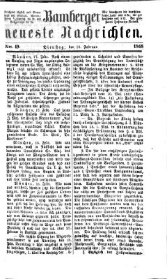 Bamberger neueste Nachrichten Dienstag 18. Februar 1868