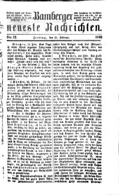 Bamberger neueste Nachrichten Freitag 21. Februar 1868