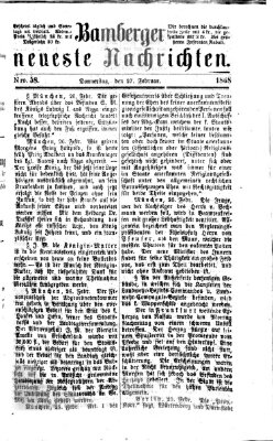 Bamberger neueste Nachrichten Donnerstag 27. Februar 1868