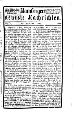 Bamberger neueste Nachrichten Mittwoch 11. März 1868