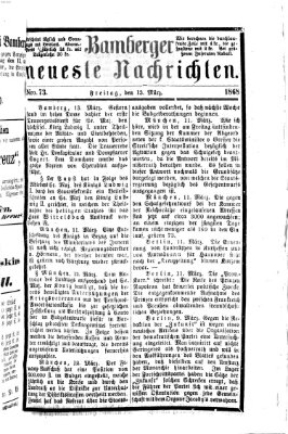 Bamberger neueste Nachrichten Freitag 13. März 1868