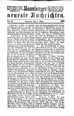 Bamberger neueste Nachrichten Samstag 21. März 1868