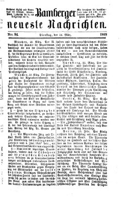 Bamberger neueste Nachrichten Dienstag 24. März 1868