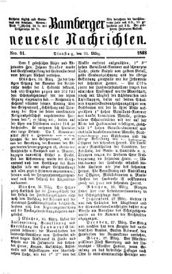 Bamberger neueste Nachrichten Dienstag 31. März 1868