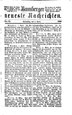 Bamberger neueste Nachrichten Donnerstag 2. April 1868