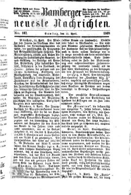 Bamberger neueste Nachrichten Samstag 11. April 1868