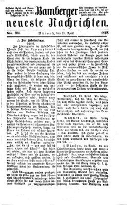 Bamberger neueste Nachrichten Mittwoch 15. April 1868