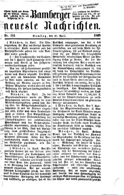 Bamberger neueste Nachrichten Samstag 25. April 1868