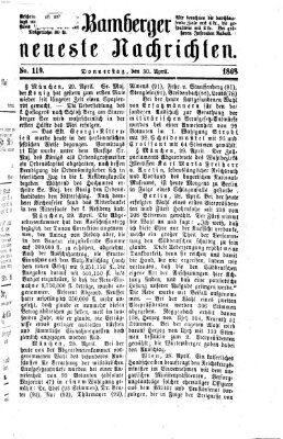 Bamberger neueste Nachrichten Donnerstag 30. April 1868