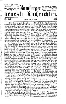 Bamberger neueste Nachrichten Freitag 5. Juni 1868